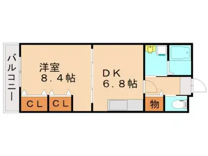 アモル筑前(1DK/1階)の間取り写真