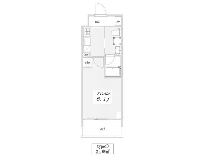 クレヴィスタ阪東橋III(1K/2階)の間取り写真
