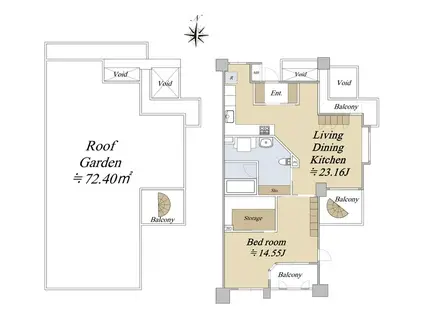恵比寿シティハウス(1LDK/14階)の間取り写真