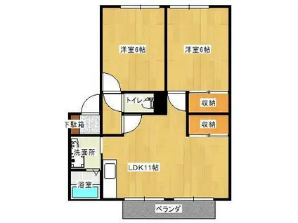 クオーレ(2LDK/1階)の間取り写真