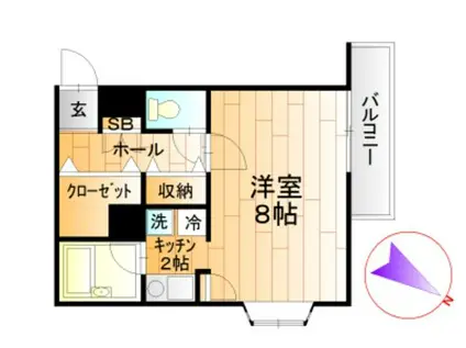 フラワーヒル稲毛海岸(1K/2階)の間取り写真