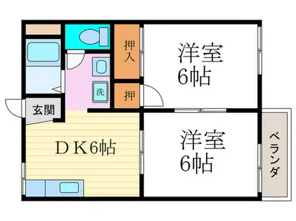 スリーゼ西向日(2DK/2階)の間取り写真