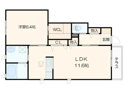 ラフィーネ(1LDK/1階)の間取り写真