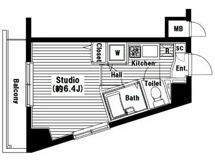 グランド・ガーラ西新宿イースト(1K/2階)の間取り写真