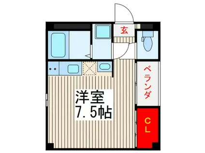 PORTE BLEUE(ワンルーム/1階)の間取り写真