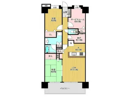 日神パレステージ西川口グランアベニュー(2SLDK/8階)の間取り写真