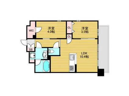 スタンズ新大阪(2LDK/9階)の間取り写真