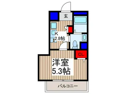 サンシエ大宮(1K/1階)の間取り写真