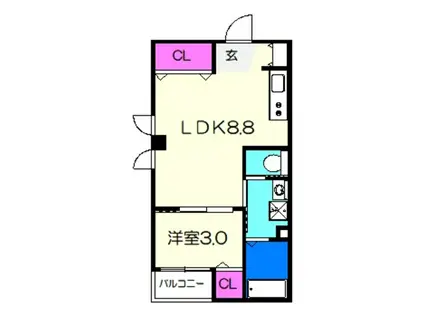 アハトレイクレジデンス南住吉(1LDK/3階)の間取り写真