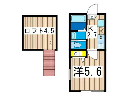 シンフォーティア(1K/2階)の間取り写真