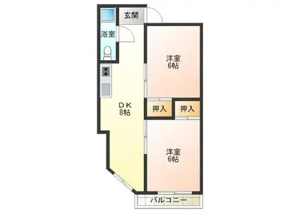 RIZEONE天神ノ森レジデンス(2DK/4階)の間取り写真