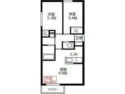 CLASSIC HONG(2LDK/2階)の間取り写真