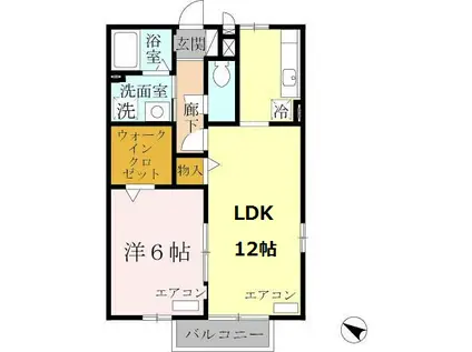 マリン毛見(1LDK/2階)の間取り写真