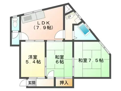 シティハウス(3DK/3階)の間取り写真