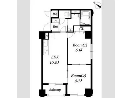 シェリオ本郷通(2LDK/2階)の間取り写真
