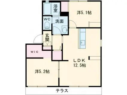 フレグランス阪南 A棟(2LDK/1階)の間取り写真