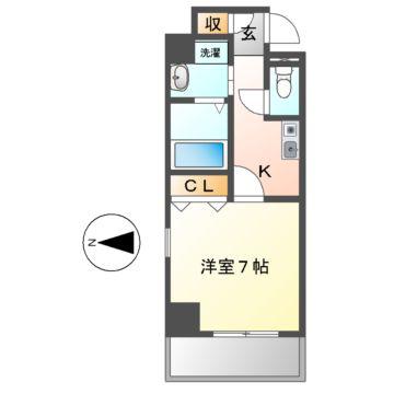 ヴィオレット泉(1K/3階)の間取り写真