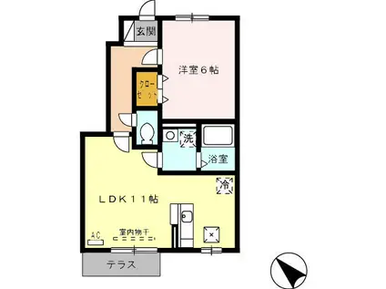 ヴィルヌーブ弐番館(1LDK/2階)の間取り写真