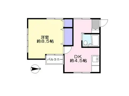 サンハイムNO2(1DK/2階)の間取り写真