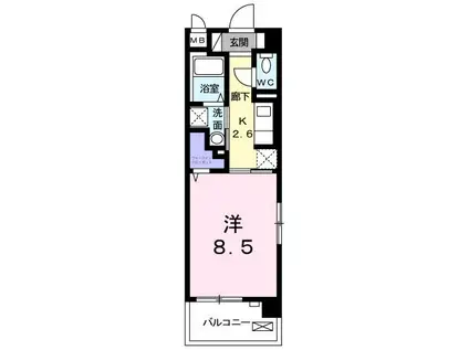 アヴェニュー・ビサイド(1K/1階)の間取り写真