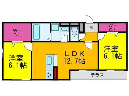 NUKATA COLN M(2LDK/1階)の間取り写真