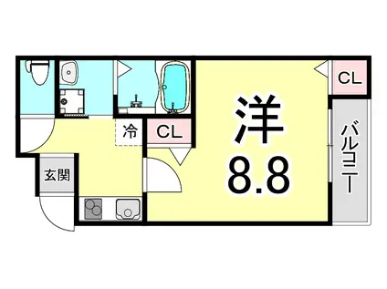 フジパレス西宮戎II番館(1K/1階)の間取り写真