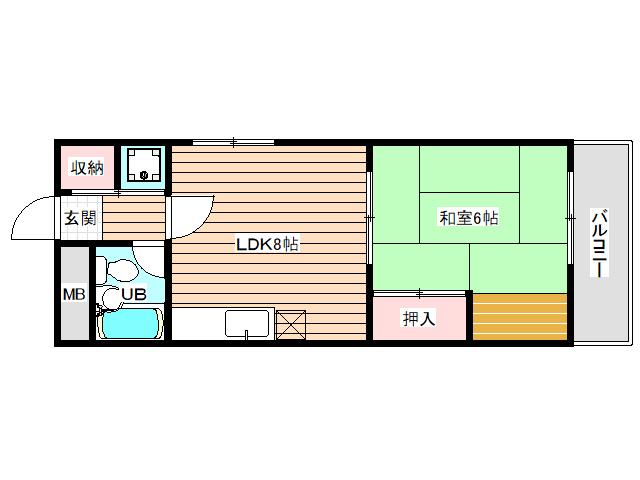 岡本ハイツ(1LDK/3階)の間取り写真