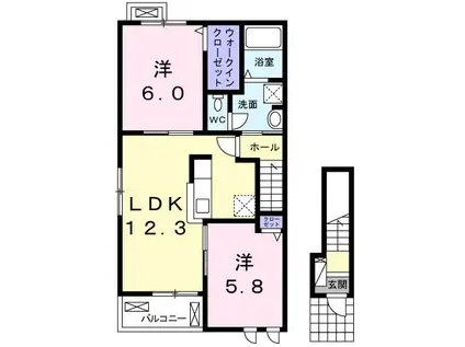シャロッツ A(2LDK/2階)の間取り写真