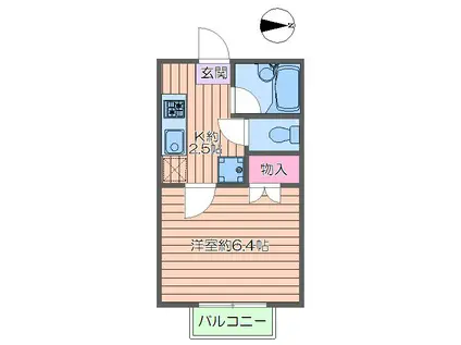 パルク・ステューディオB(1K/2階)の間取り写真