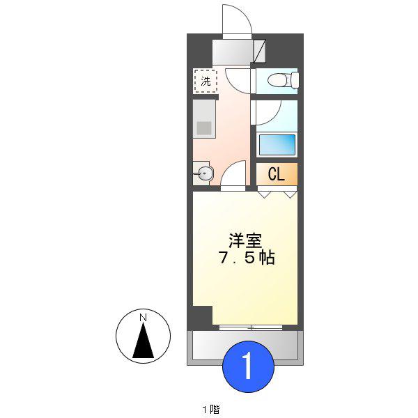 CITY SPIRE 名駅北(1K/9階)の間取り写真
