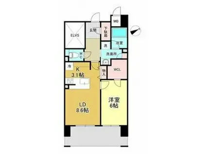 GRAND PALACE IKAI(1LDK/6階)の間取り写真