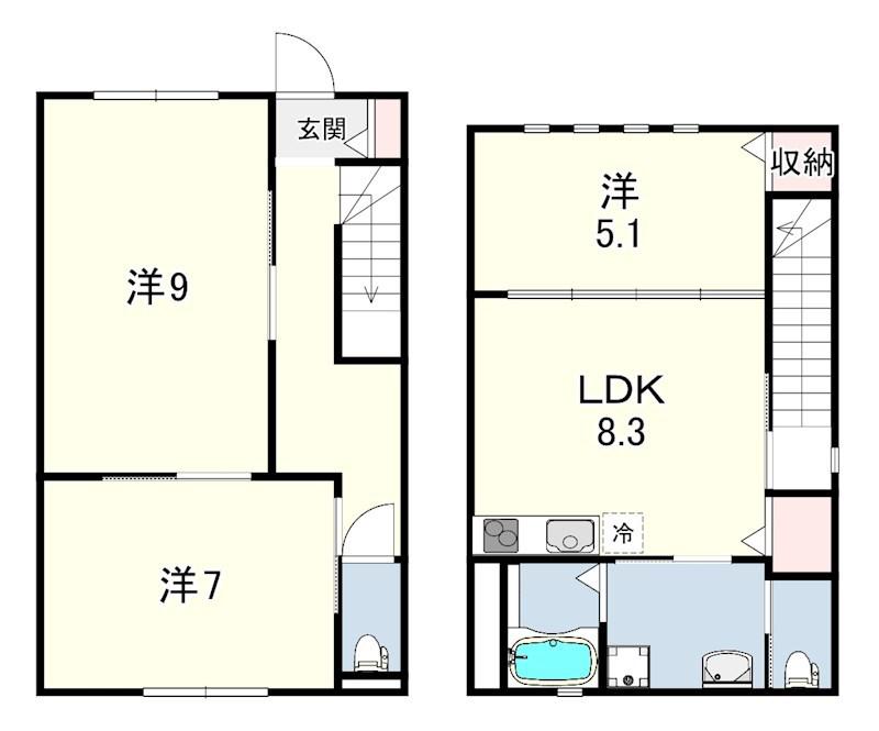 CASA ERBEN(3DK/1階)の間取り写真