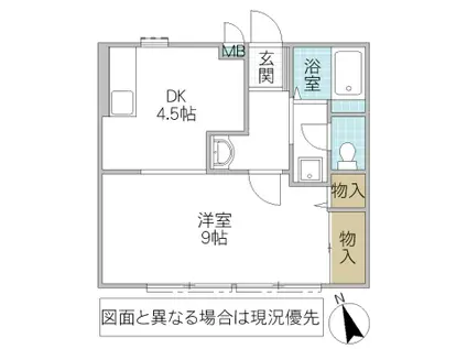 サンクリスタル緑町(1DK/1階)の間取り写真