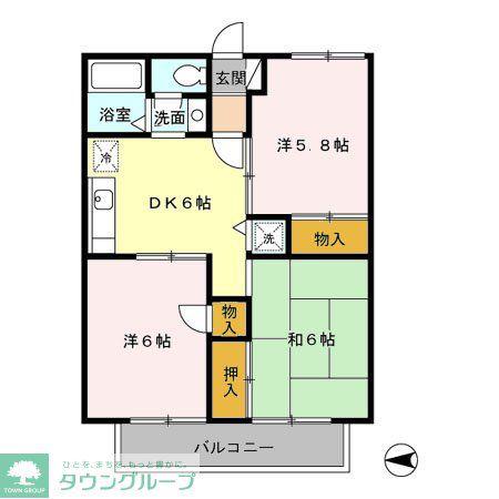 エクセルコート(3DK/1階)の間取り写真