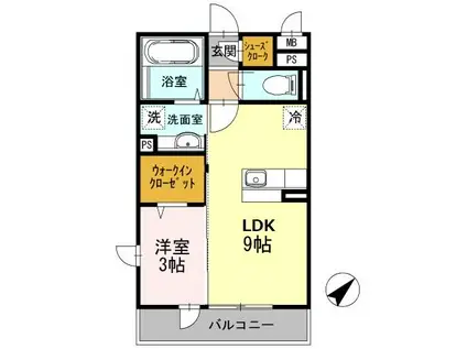 グレースコート(1LDK/1階)の間取り写真