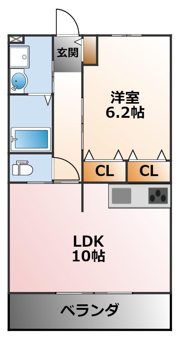 レジェンダリー甲子園浦風町(1LDK/5階)の間取り写真