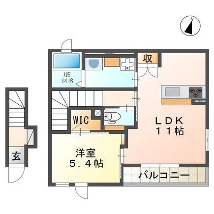 エルシオン(1LDK/2階)の間取り写真