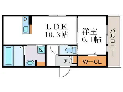 マハナハイツ(1LDK/2階)の間取り写真