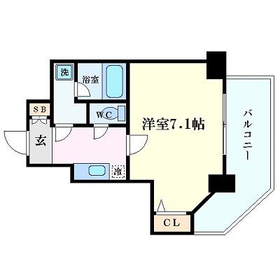 エスライズ本町東(1K/8階)の間取り写真