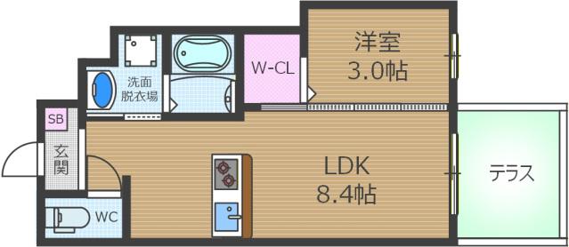 リアコート千里丘I ノース(1LDK/1階)の間取り写真