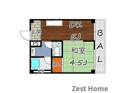 エメラルド立花パート2(1DK/3階)の間取り写真