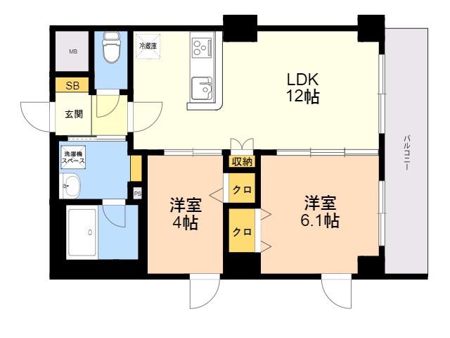 HAKATA STATION サウス(2LDK/3階)の間取り写真