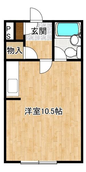 プランドール帯広西4条(ワンルーム/2階)の間取り写真