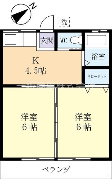 コーポ幸(2K/2階)の間取り写真