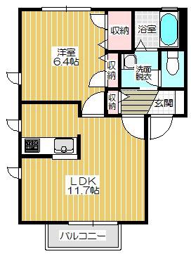 チェリーヒル(1LDK/2階)の間取り写真
