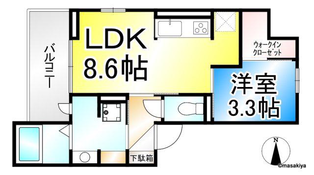 パークサウス栗田(1LDK/1階)の間取り写真