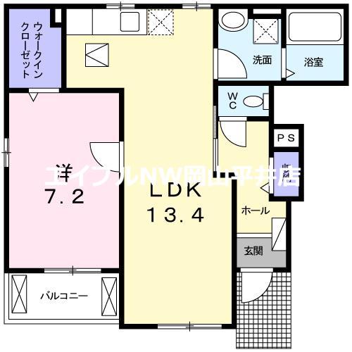 ユレナ24 B(1LDK/1階)の間取り写真