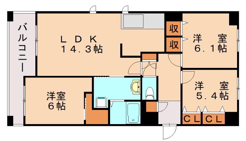 OLIVE 1(3LDK/4階)の間取り写真