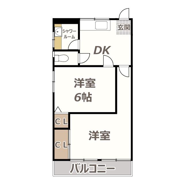 アイデアルビル(2DK/3階)の間取り写真