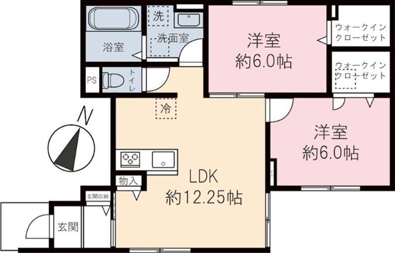 WTAコーポ(2LDK/1階)の間取り写真